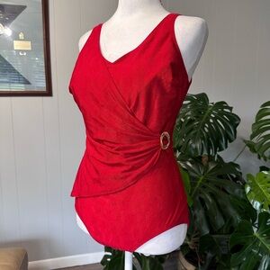 #4) 🏝️Roxanne Bra-Size Red one piece swimsuit wrap style size 36D